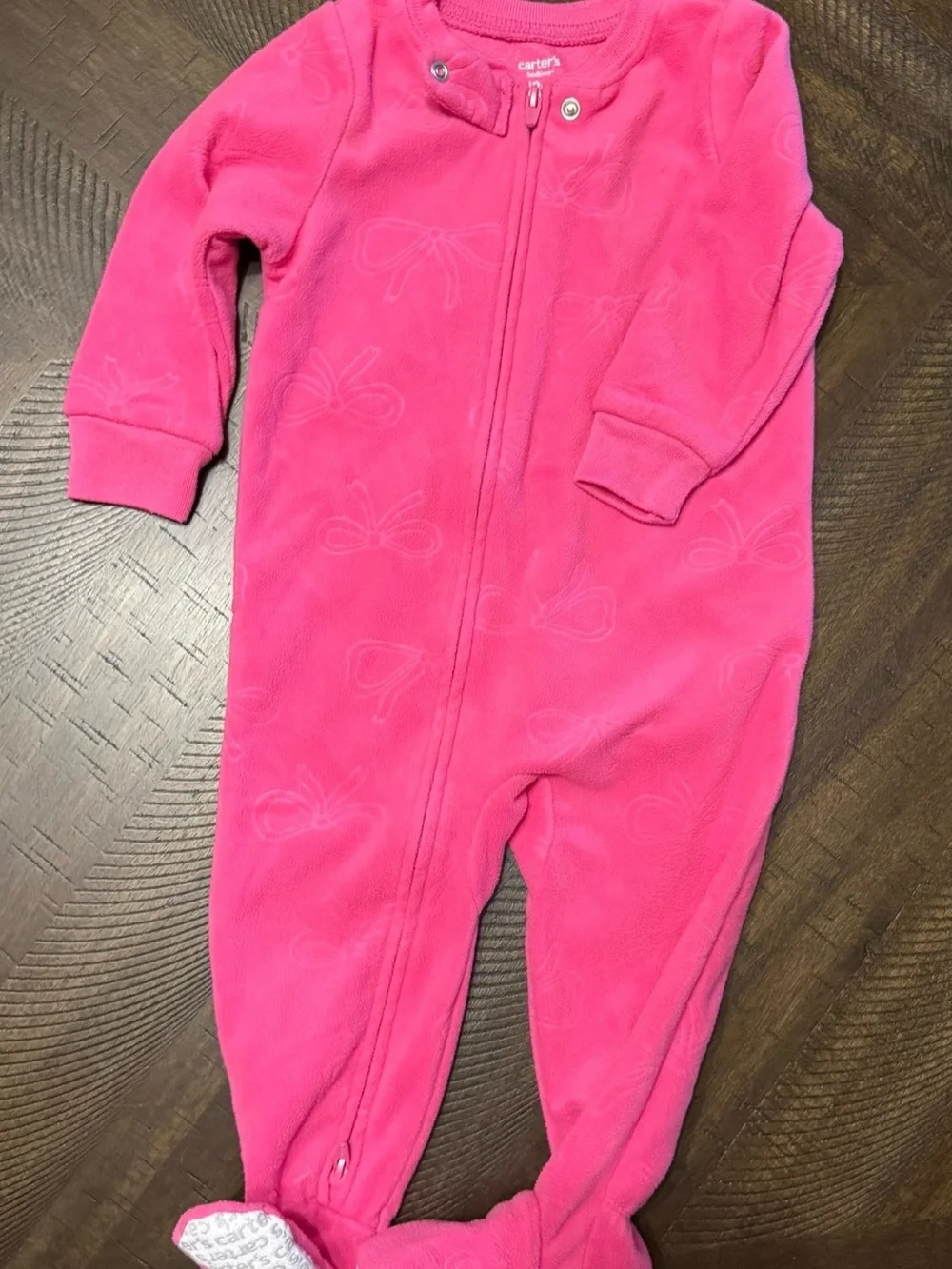 Carter's Hot Pink Fleece Footed One-Piece Pajama